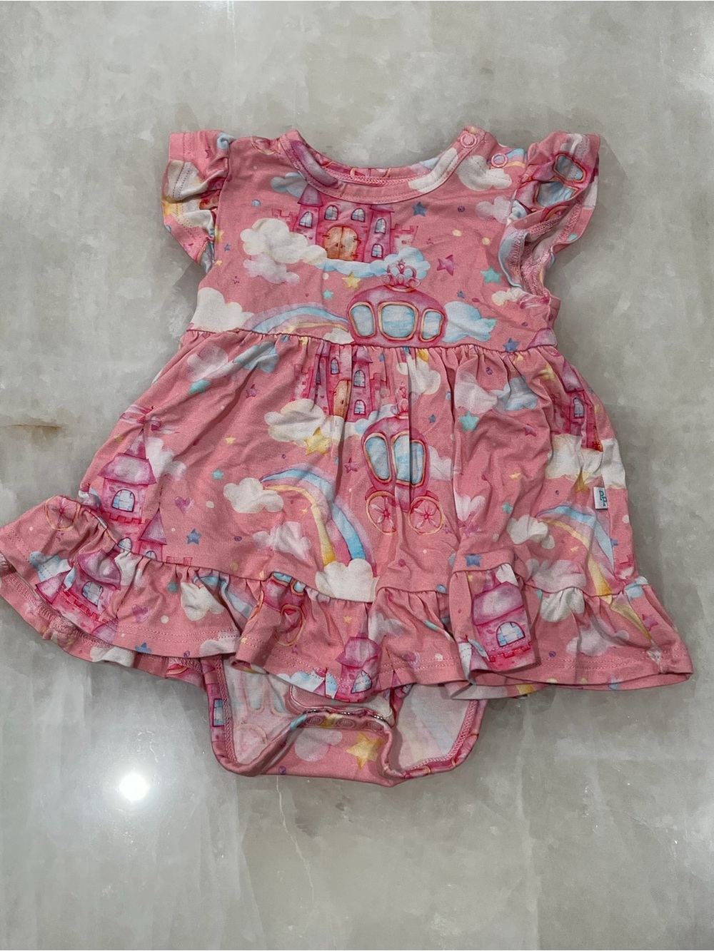 Posh Peanut Pink Unicorn & Rainbow Twirl Dress Onesie